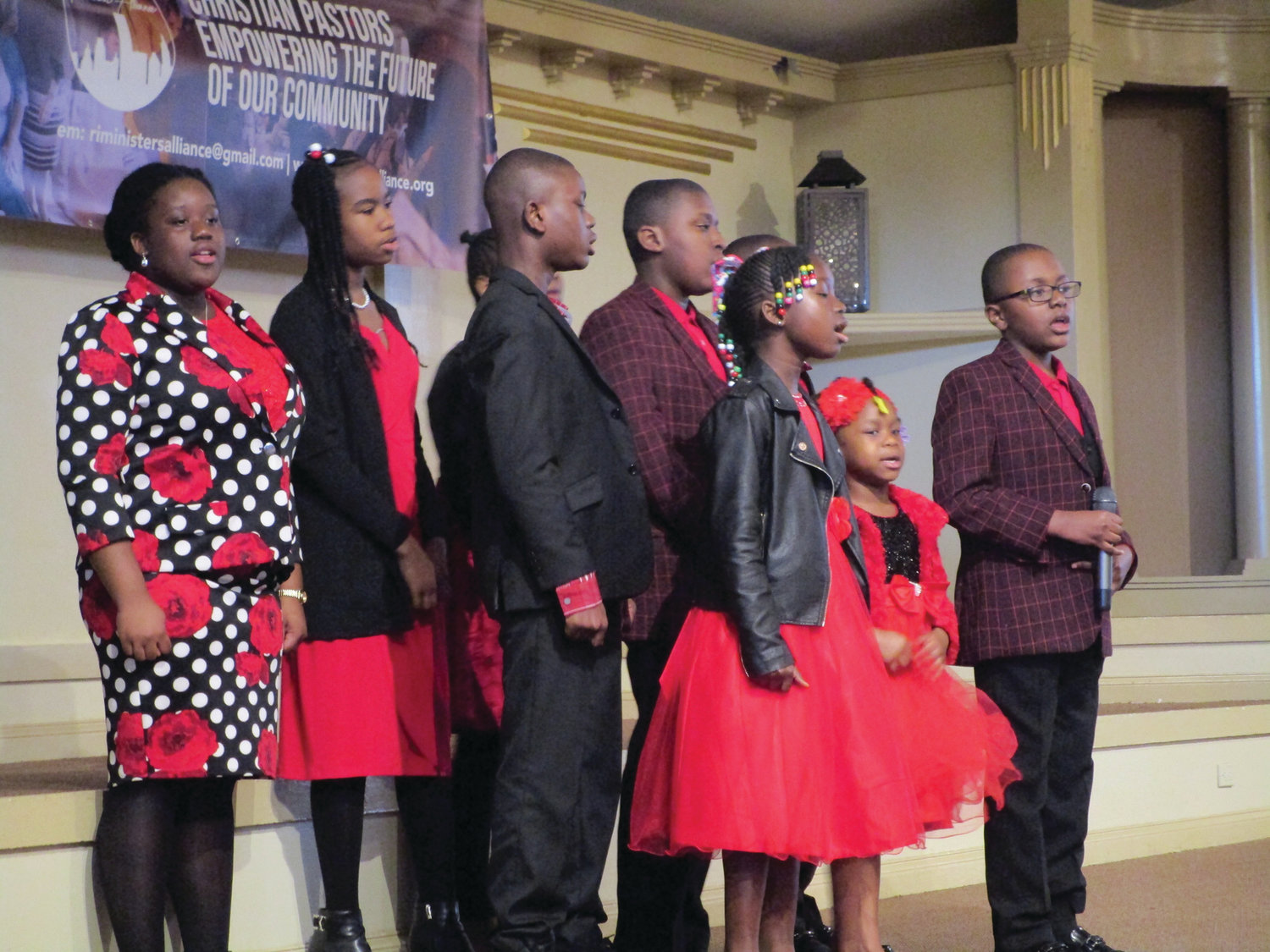 CELEBRATING WITH SONG: Members of Unity Chapel Children’s Ministry provided musical entertainment before Carlon Howard’s keynote address during Monday’s MLK Day Scholarship Breakfast.